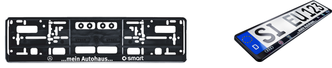 Nummernschildverstärker mit Kundenaufdruck Nummernschildverstärker mit Kundenaufdruck
