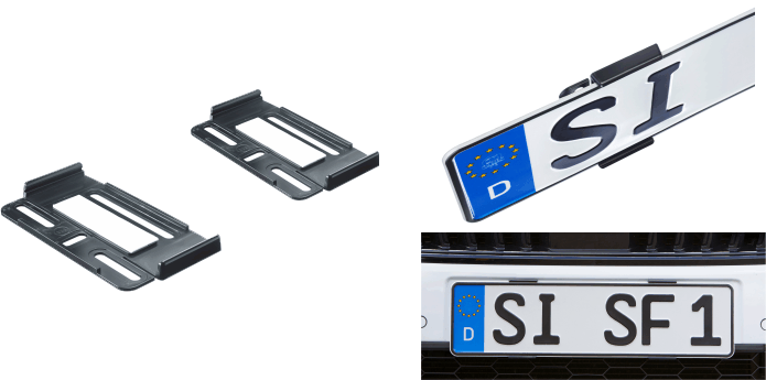 Rahmenloser Universal-Kennzeichenhalter schwarz Rahmenloser Universal-Kennzeichenhalter schwarz