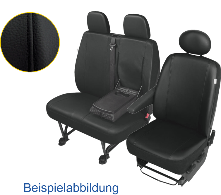 Z4L Lux Sitzbezüge Für Transit Custom Ab 2024 - Schwarz/Grau Polyester | 3-Sitzer Set Mit Kopfstützen & Armlehne